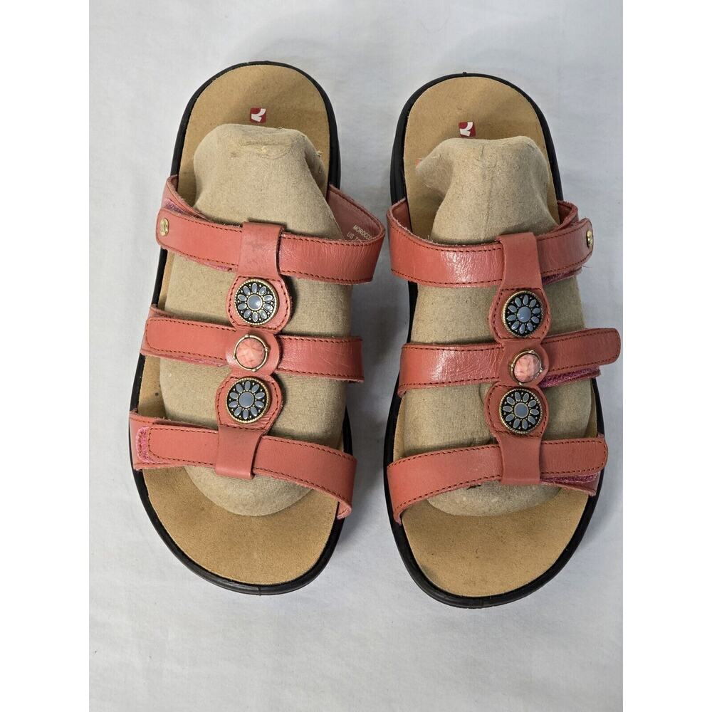 Womens 7M Revere Toledo Coral Leather Sandals Adjustable Strap Shoes women's